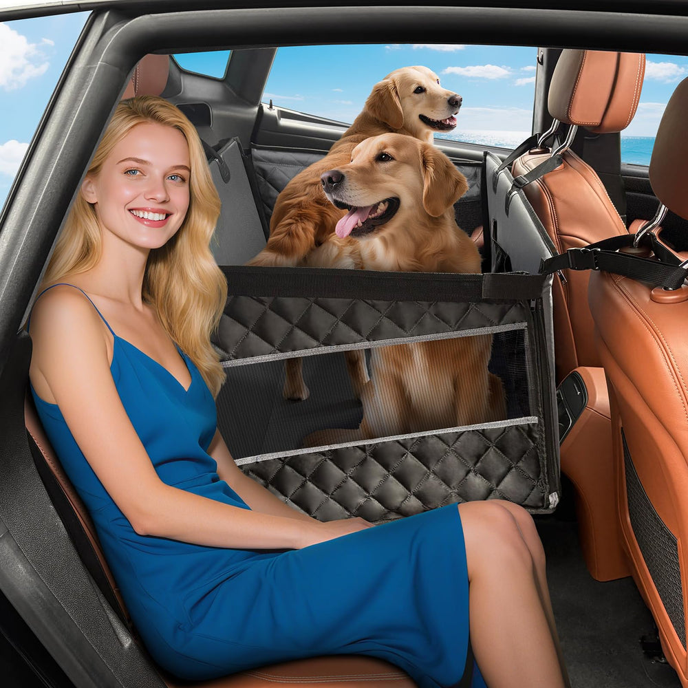 MIXJOY XL dog car seat hammock sides enable airflow and reduce noise anxiety.