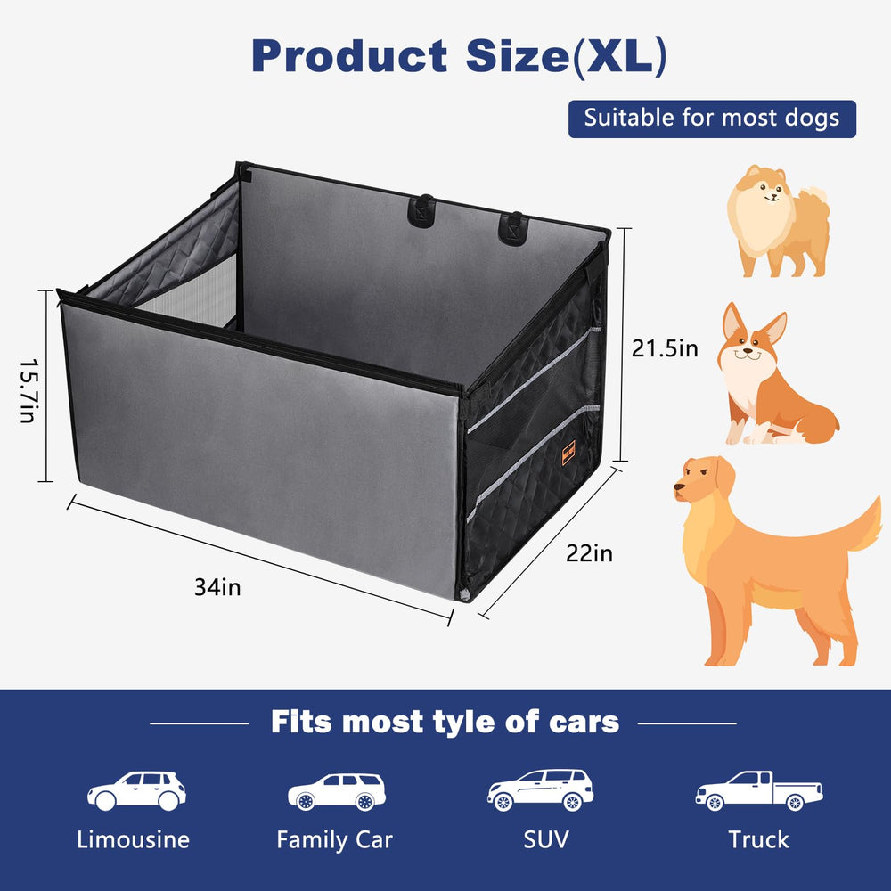 MIXJOY XL dog car seat waterproof 600D Oxford fabric, easy to clean.