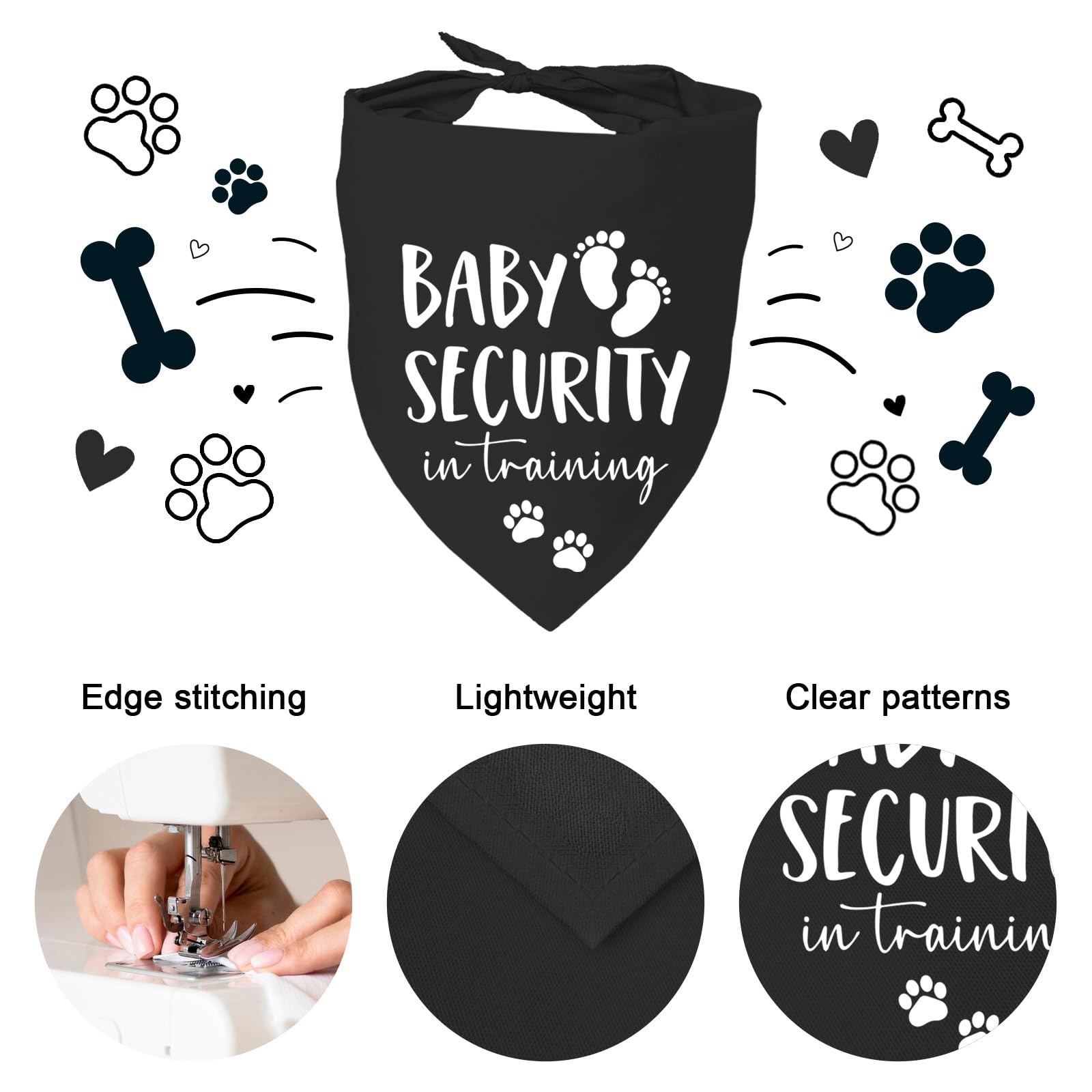 Mixrowa Baby Security Bandana black worn on dog for durable daily use