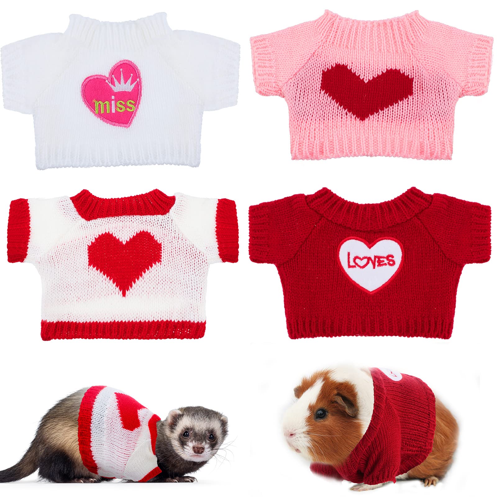 Mixweer Christmas ferret clothes with heart pattern for festive party photos