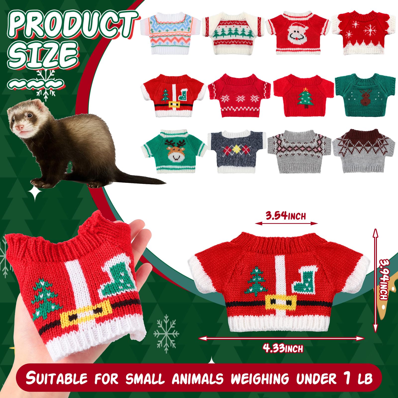 Mixweer guinea pig Christmas sweater shows snug fit and festive style.