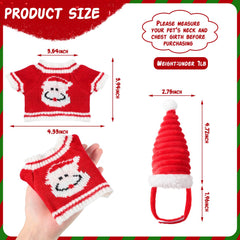 Mixweer hand knitted hat Santa style on a small animal for cute seasonal flair.