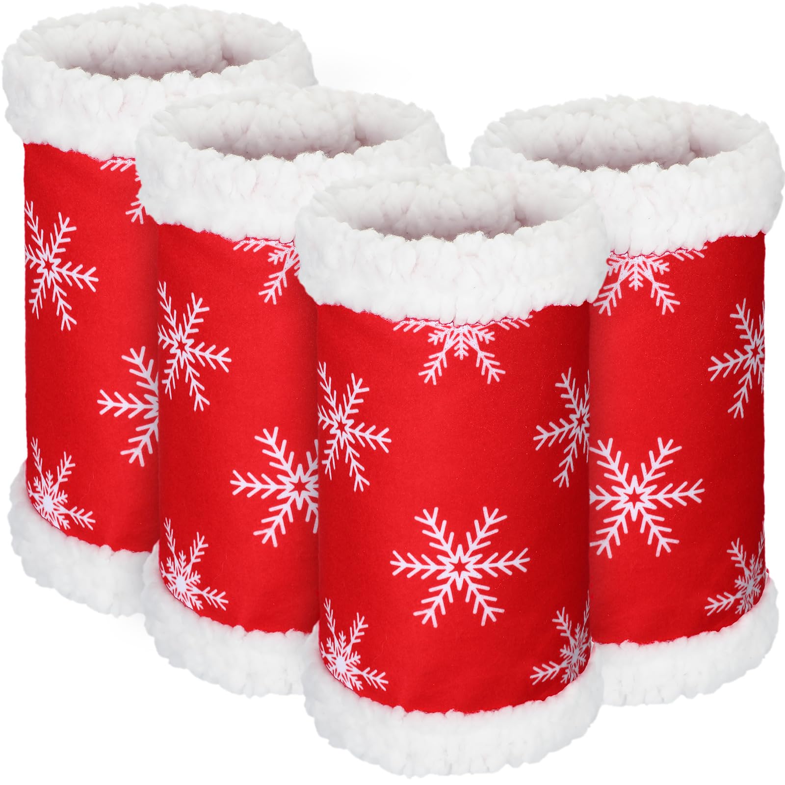 Mixweer horse leg wraps snowflake design on front-left leg during festive parade