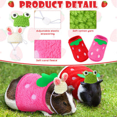 Mixweer mini hat with adjustable strap on a small animal for secure fit.