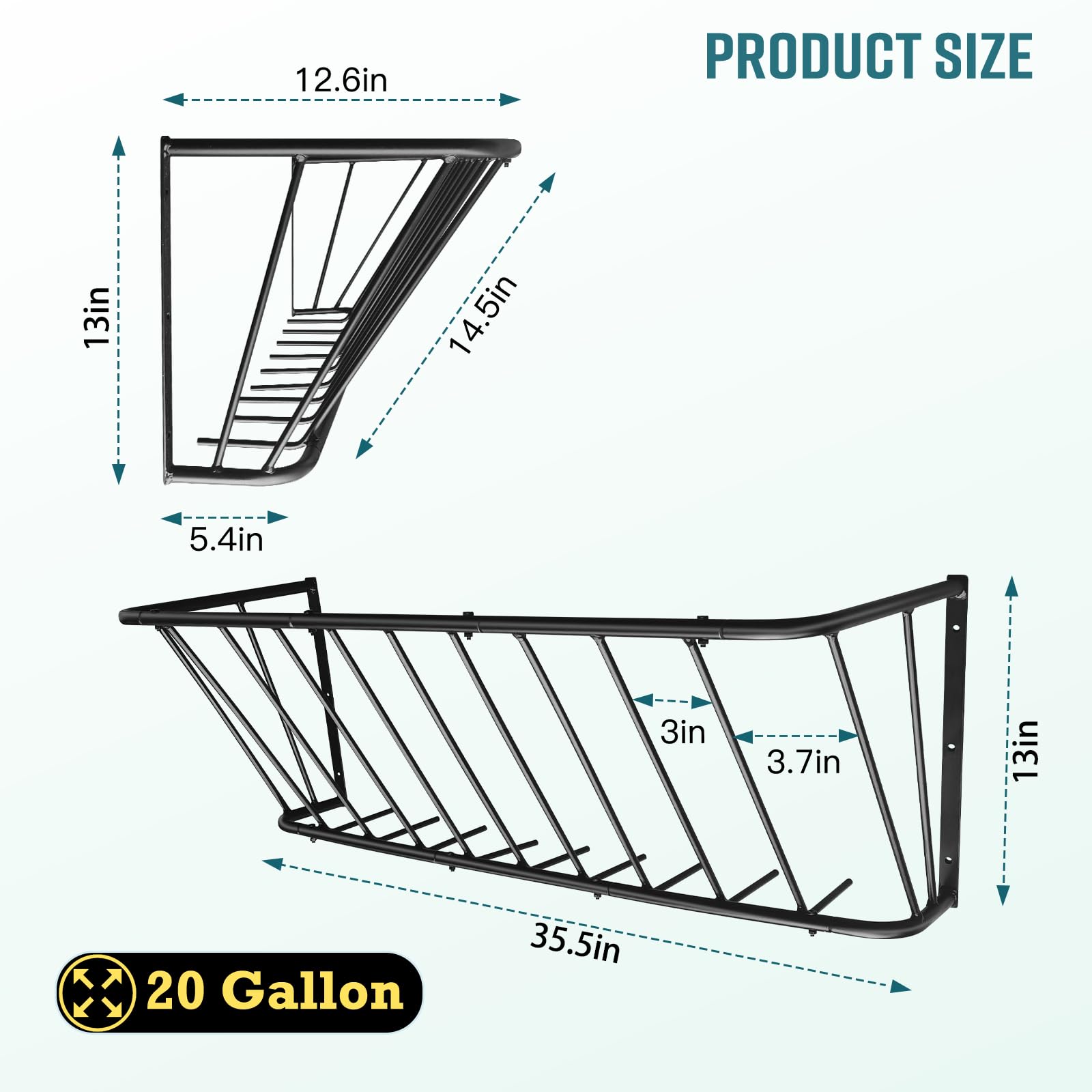 MIYABALA hay feeder side profile shows curved design reduces spills and injuries