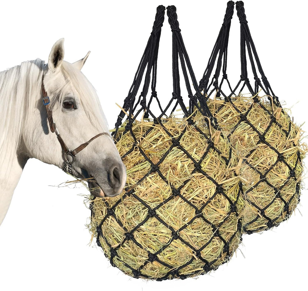 MIYABALA hay net hanging in a stable for convenient feeding.