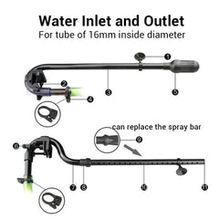 MiOYOOW inlet-outlet tube closeup shows adjustable flow connection for canisters
