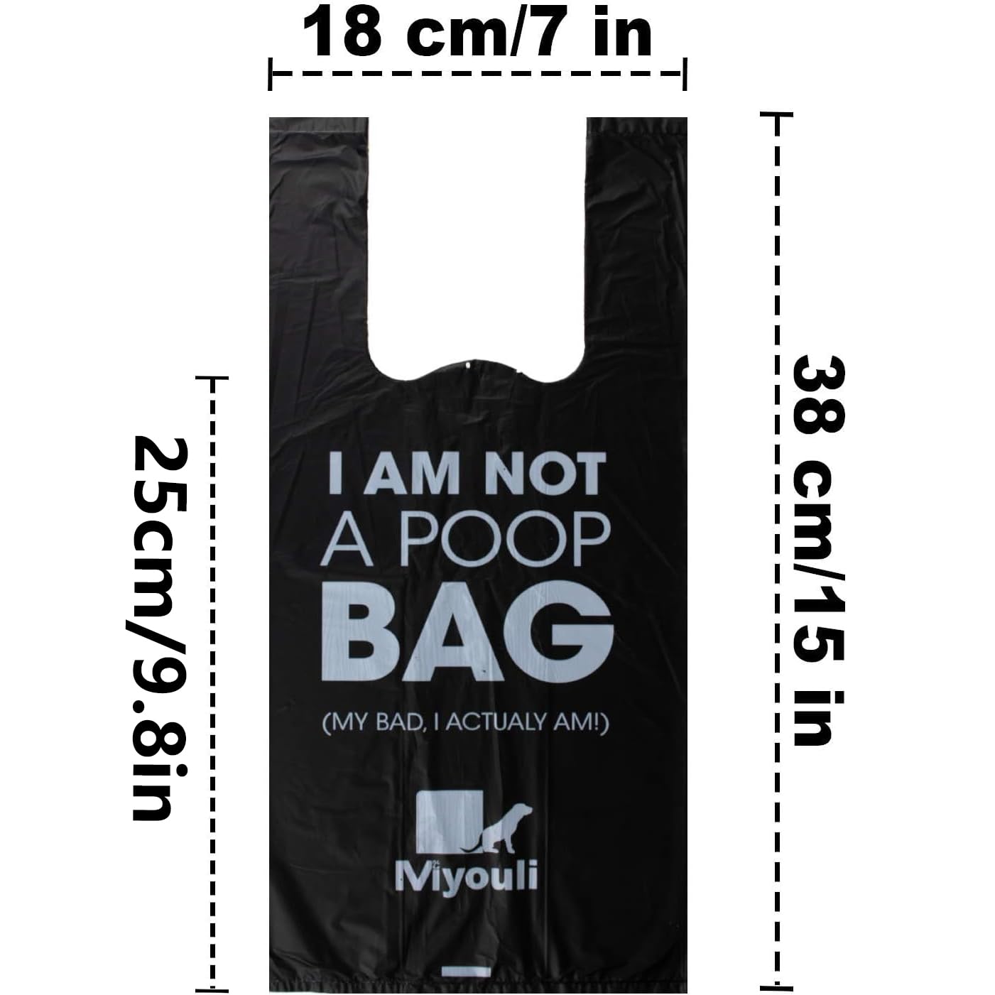 Miyouli extra thick 18-micron poop bags leak-proof for mess-free cleanup.