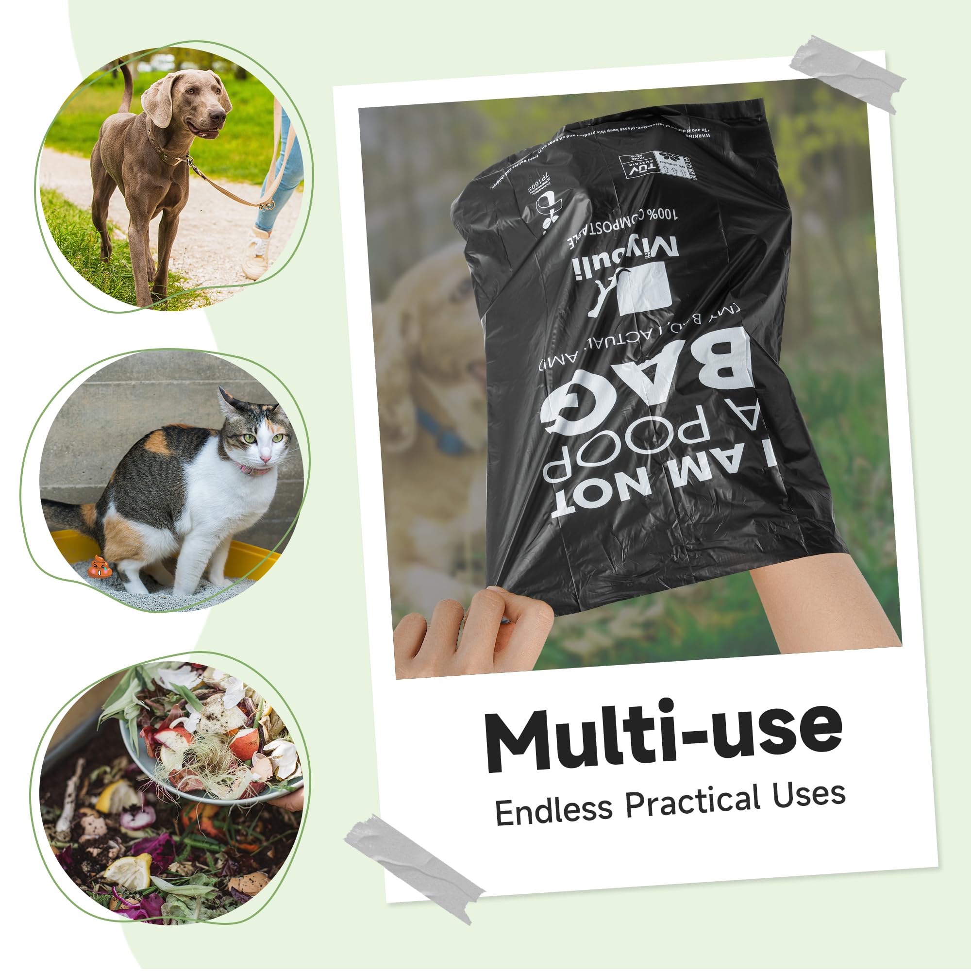 Miyouli unscented black bags prevent odors until disposal.