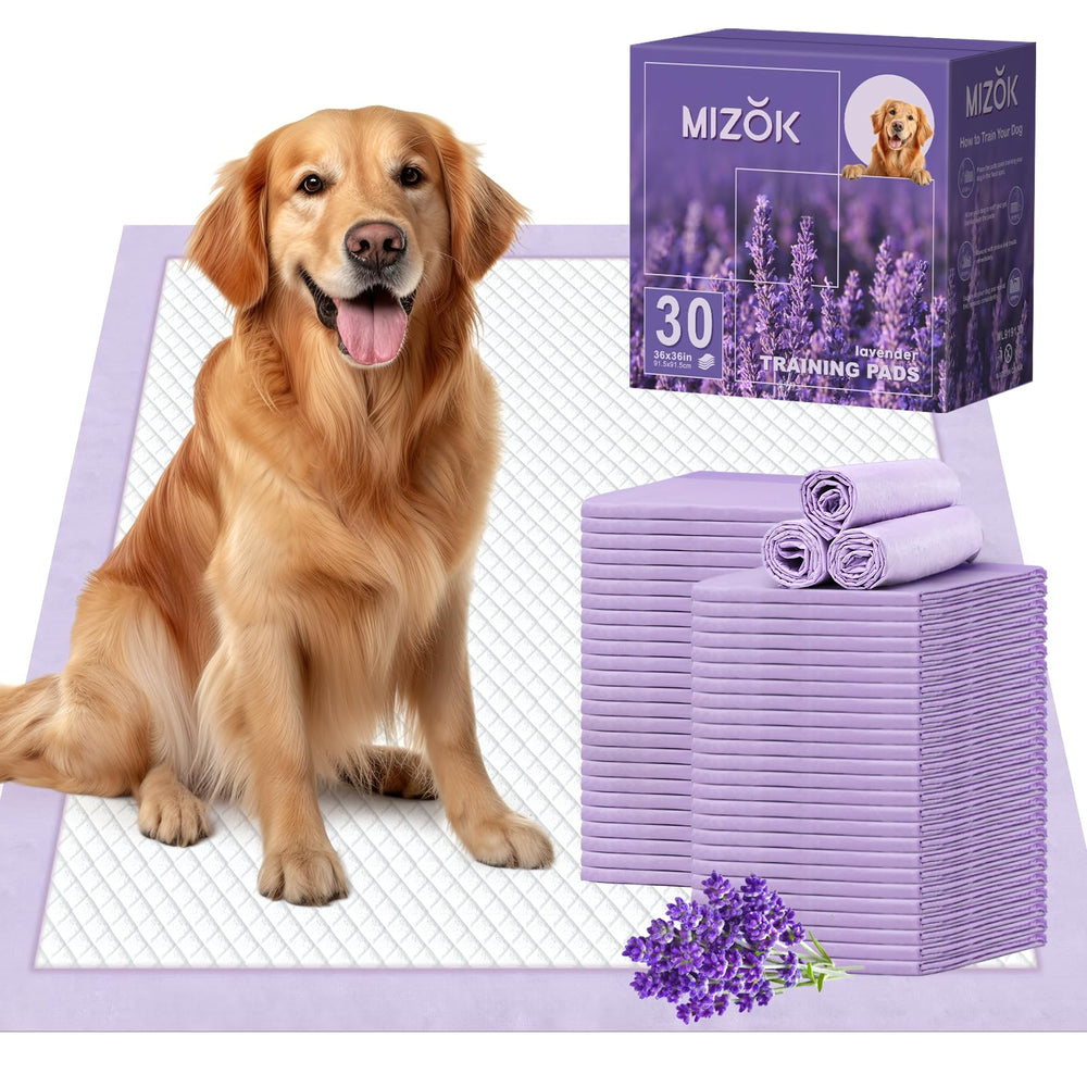 MIZOK dog pee pad 36x36 packshot lavender keeps floors protected.