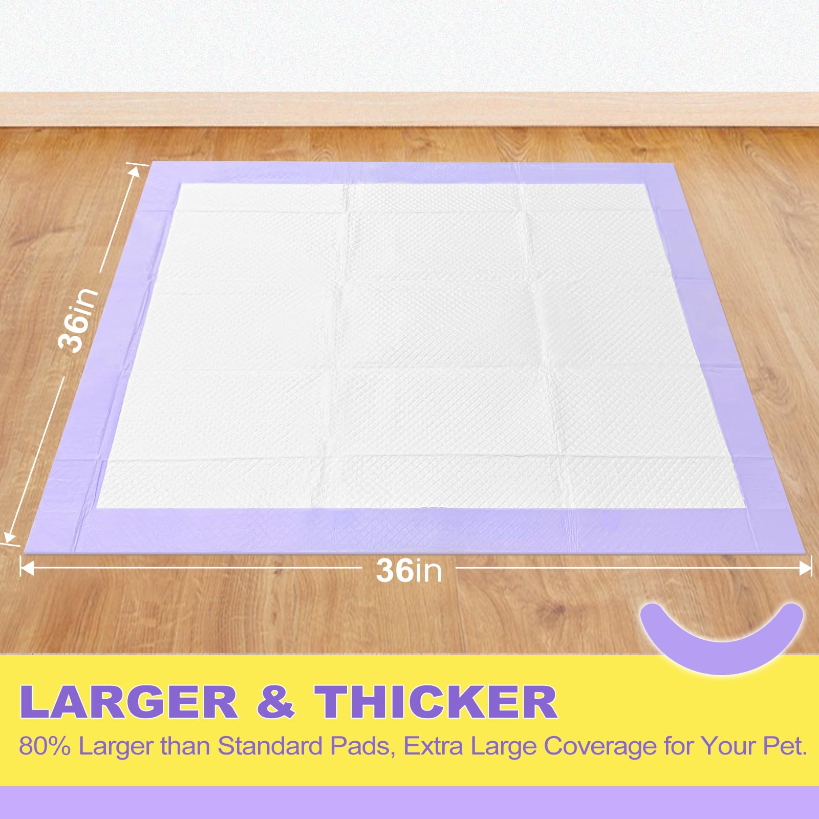 MIZOK dog pee pad 3D diamond quilt reduces wet footprints.