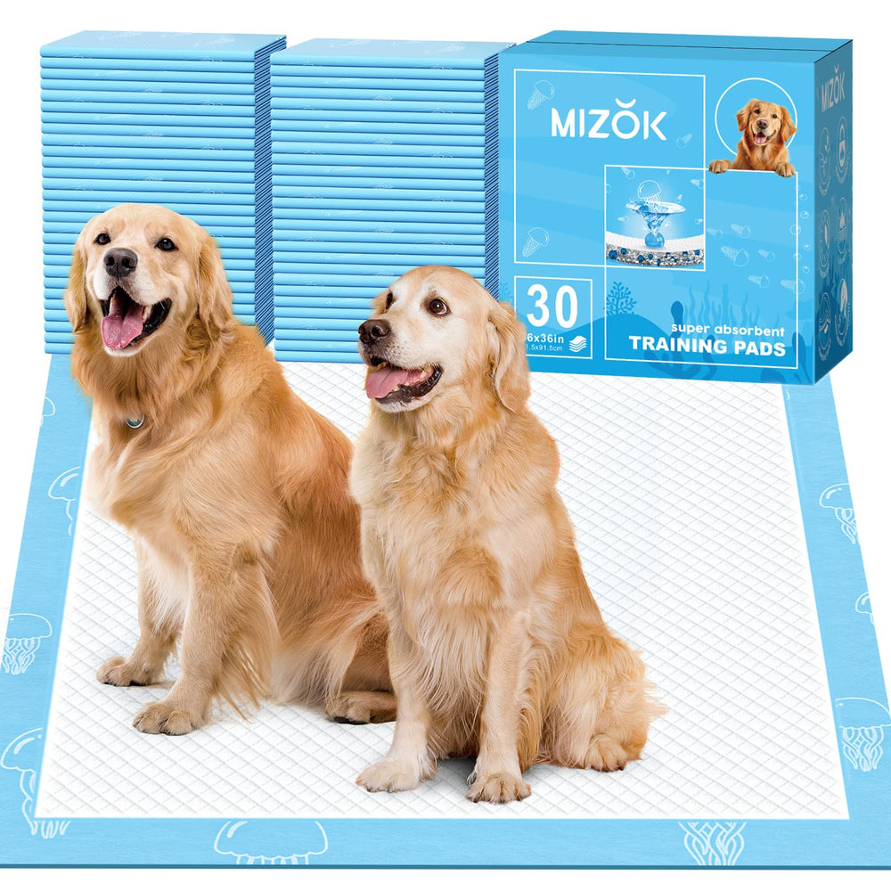 MIZOK dog pee pads with blue jellyfish pattern for engaging potty training