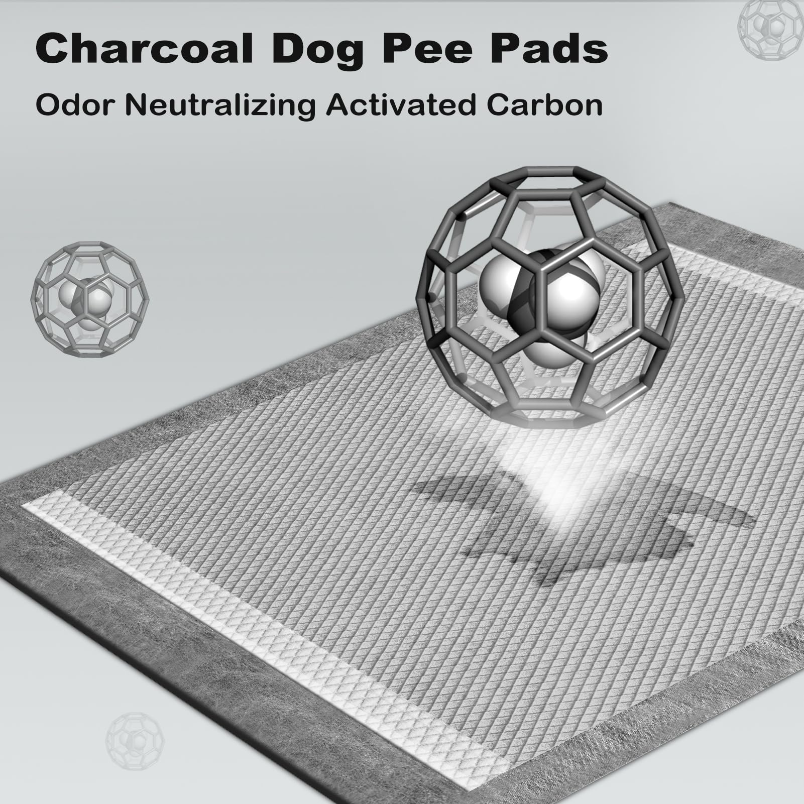 MIZOK black charcoal pee pad 28x34 inches with activated carbon for freshness.