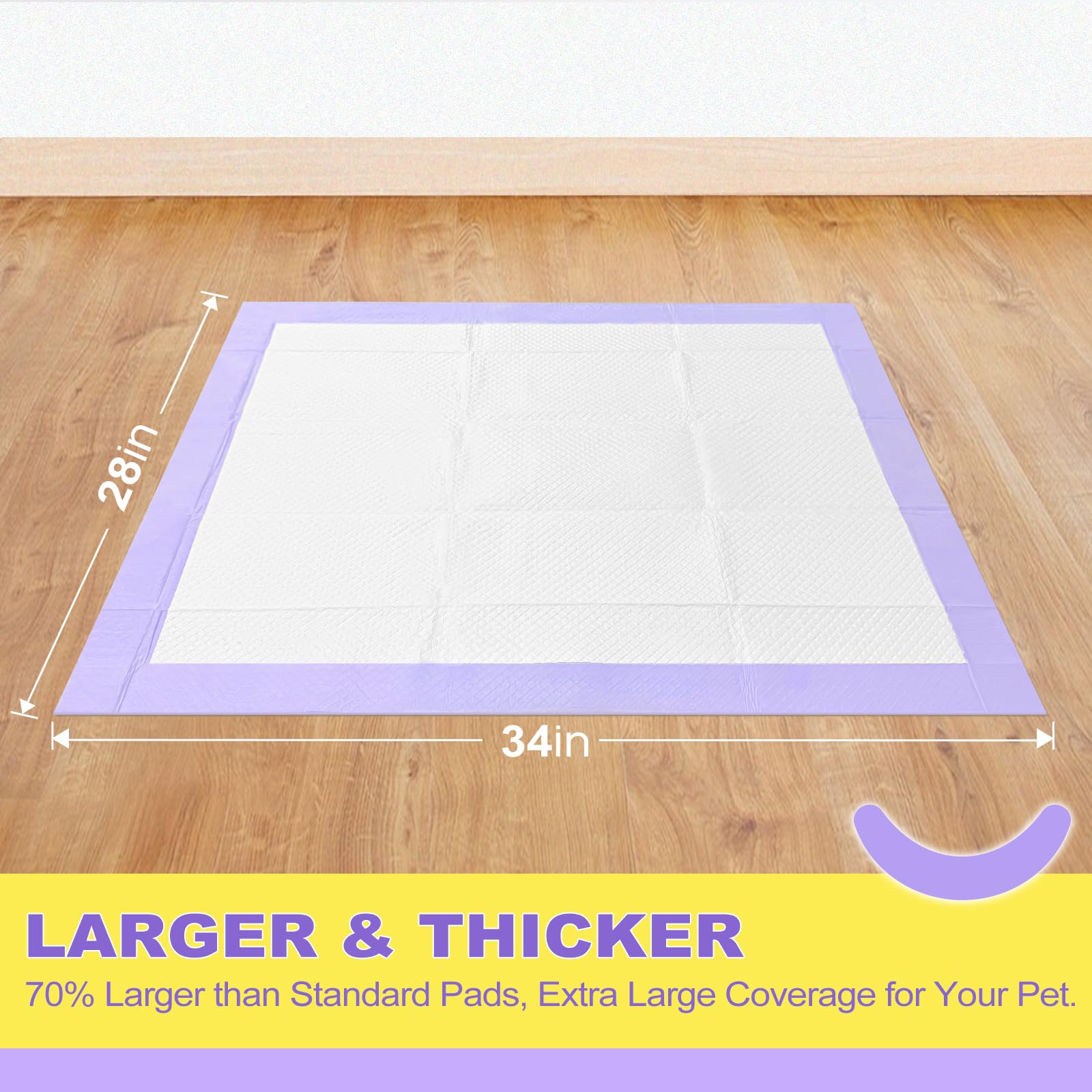MIZOK Puppy Pads 3D quilted surface reduces wet footprints and mess