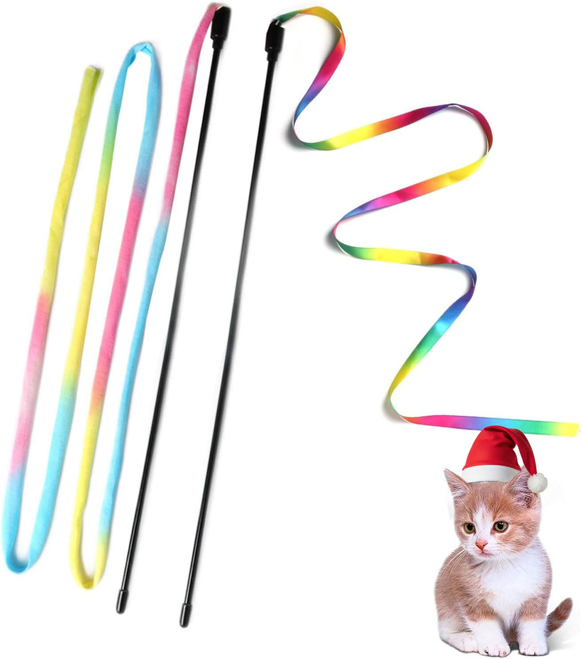 M JJYPET cat wand toy with soft satin encourages active indoor play.