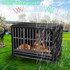 M JJYPET privacy blackout crate cover creates calm den for dogs.