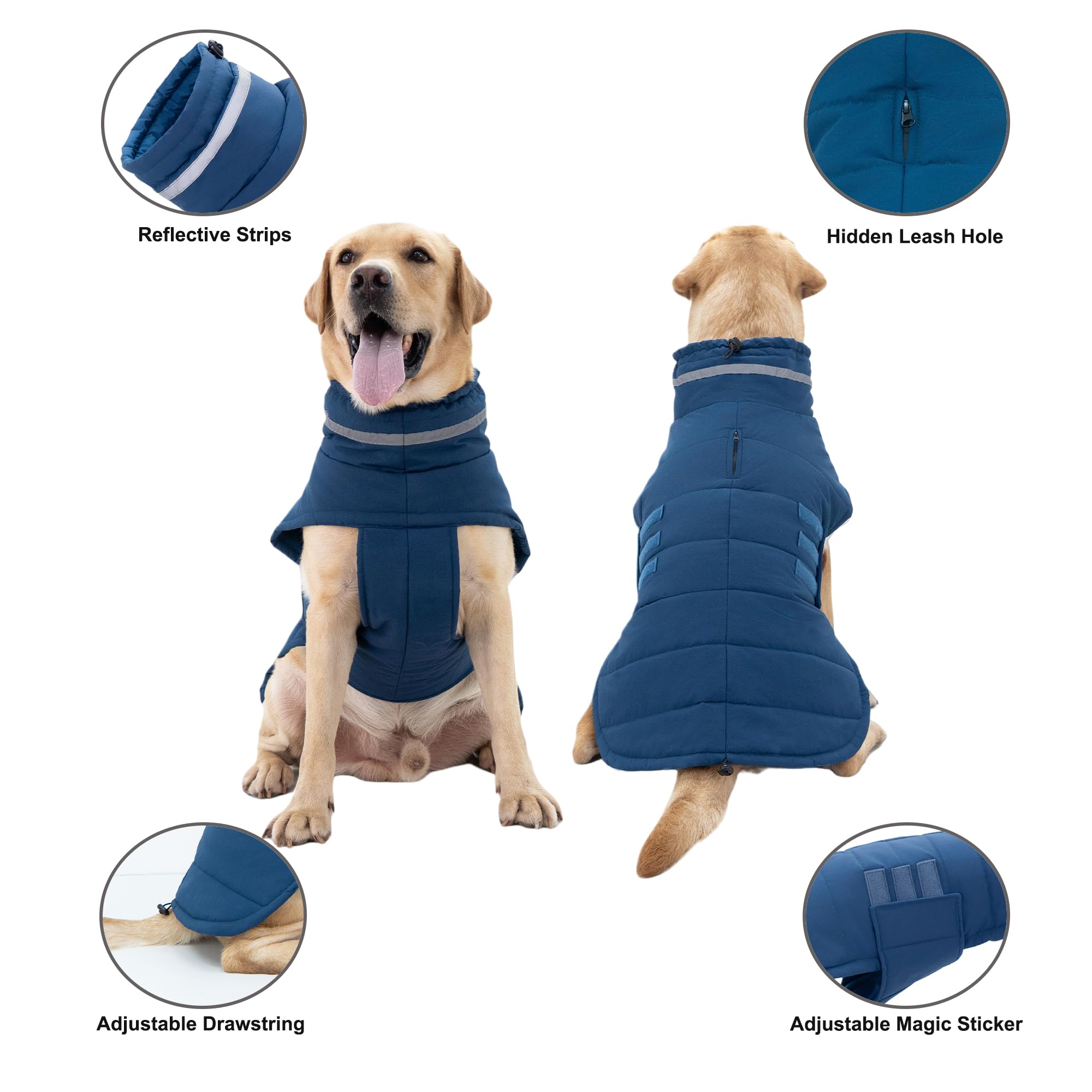 Mklhgty dog coat high collar with drawstring for a snug, wind-blocking fit