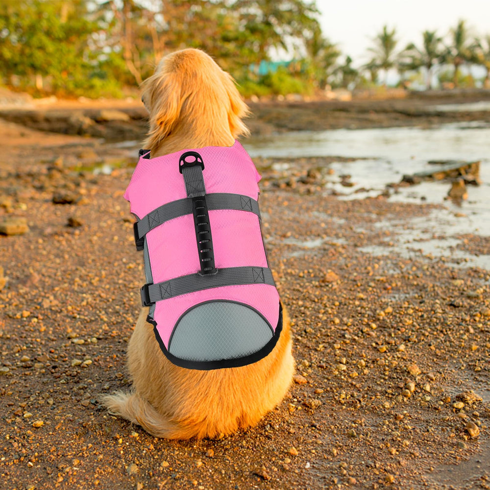 Mklhgty dog life jacket rescue handle top enables quick lift during boating