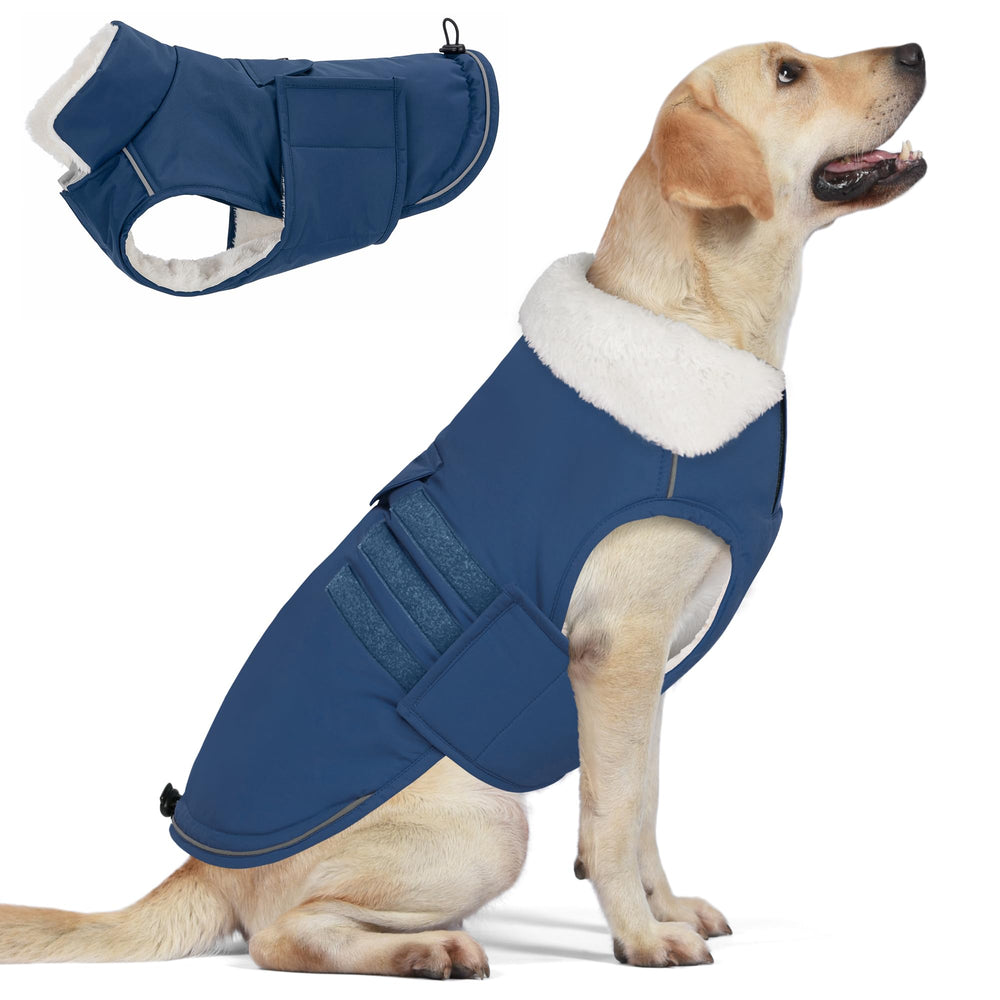 Mklhgty Extra Warm Dog Coat close-up shows cozy fleece lining for cold-weather walks.