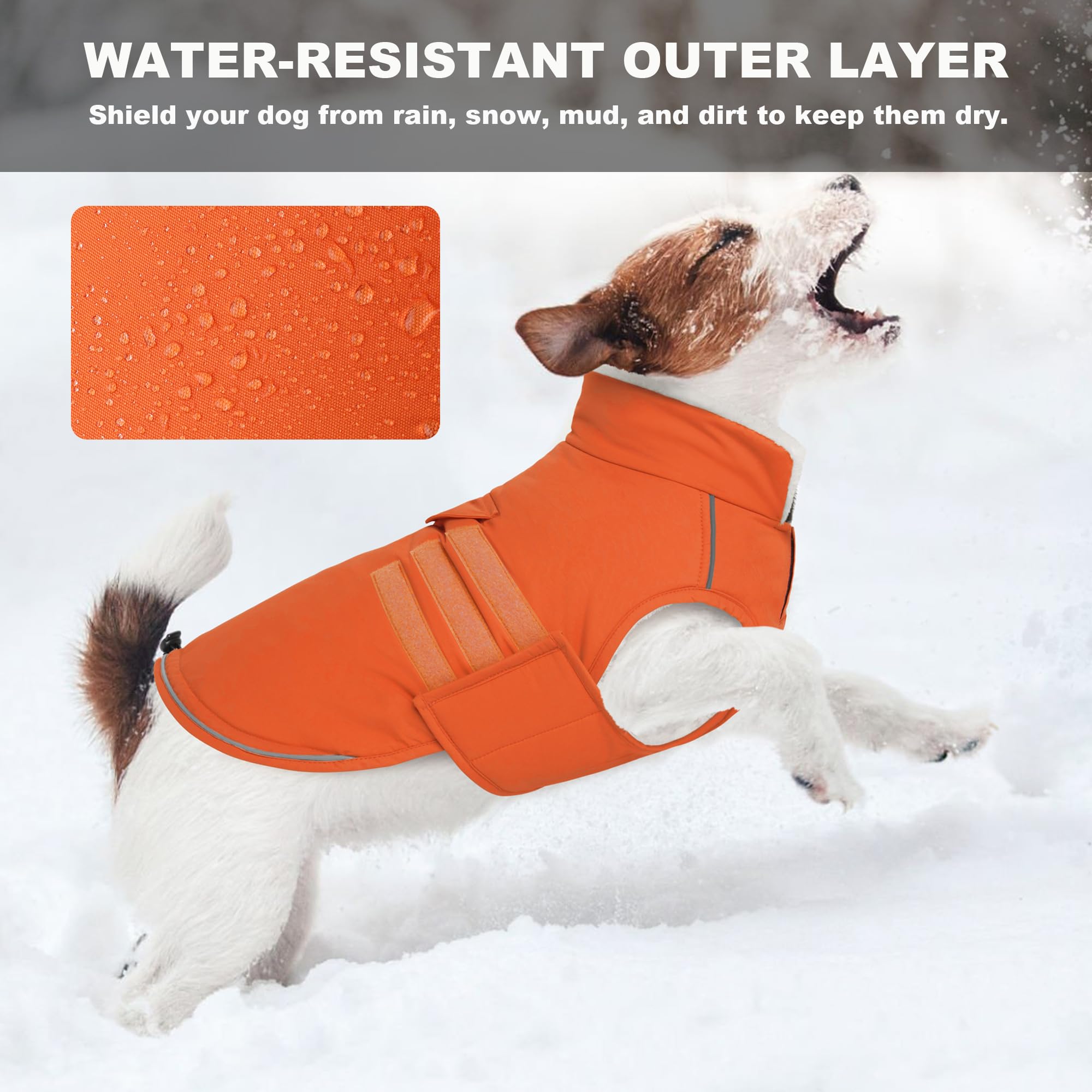 Mklhgty Extra Warm Dog Coat fleece lining closeup reveals plush warmth and softness.