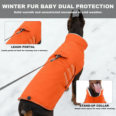Mklhgty Extra Warm Dog Coat leash portal demonstrates easy harness compatibility.