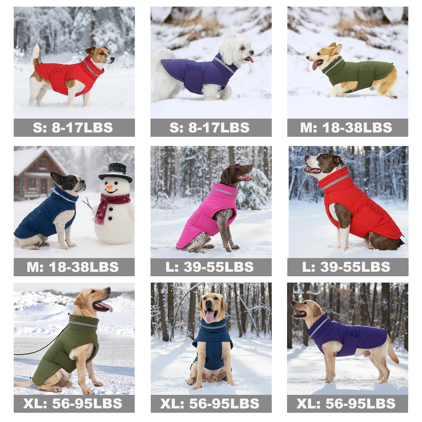 Mklhgty waterproof dog coat blue chest strap highlights adjustable fit for secure wear.