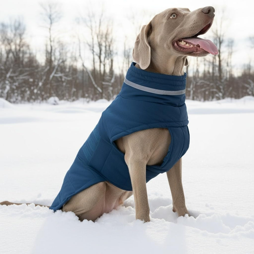 Mklhgty waterproof dog coat blue night-walk ready jacket.