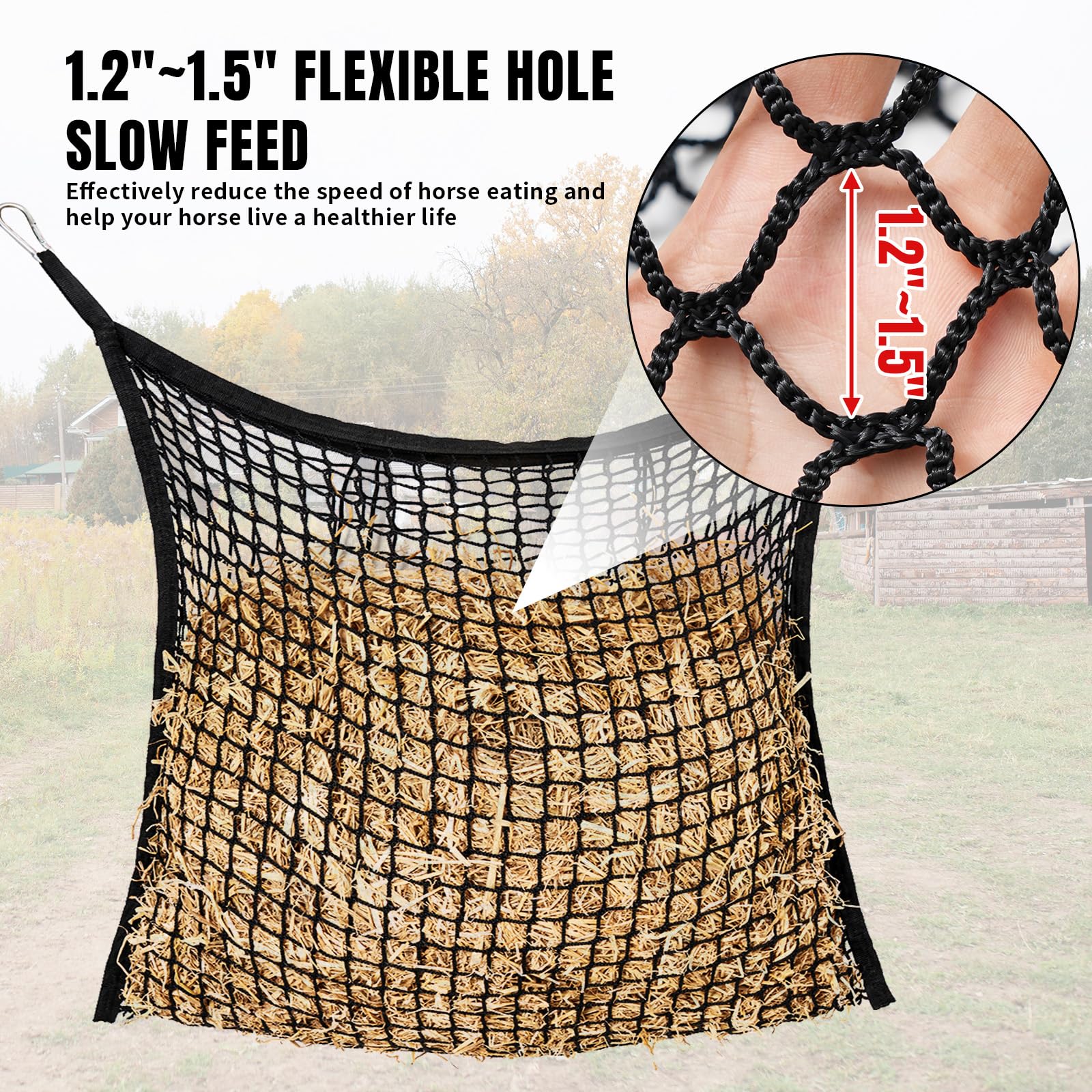MKO SHUN dual handle rings secure the net to stall or trailer rails