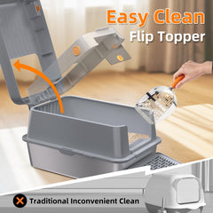 Mlazo removable hood on stainless steel litter box for flexible setups