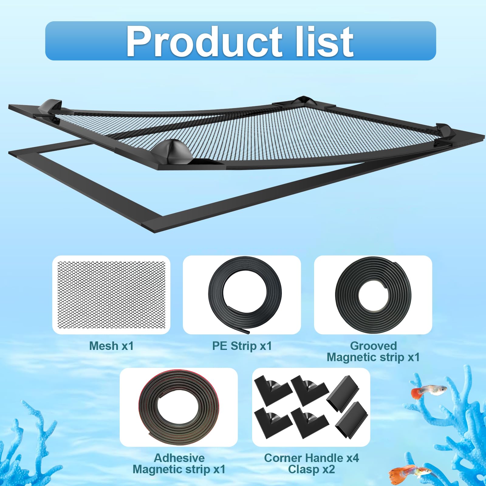 MLEJU lid cuttable mesh for non-standard tank shapes