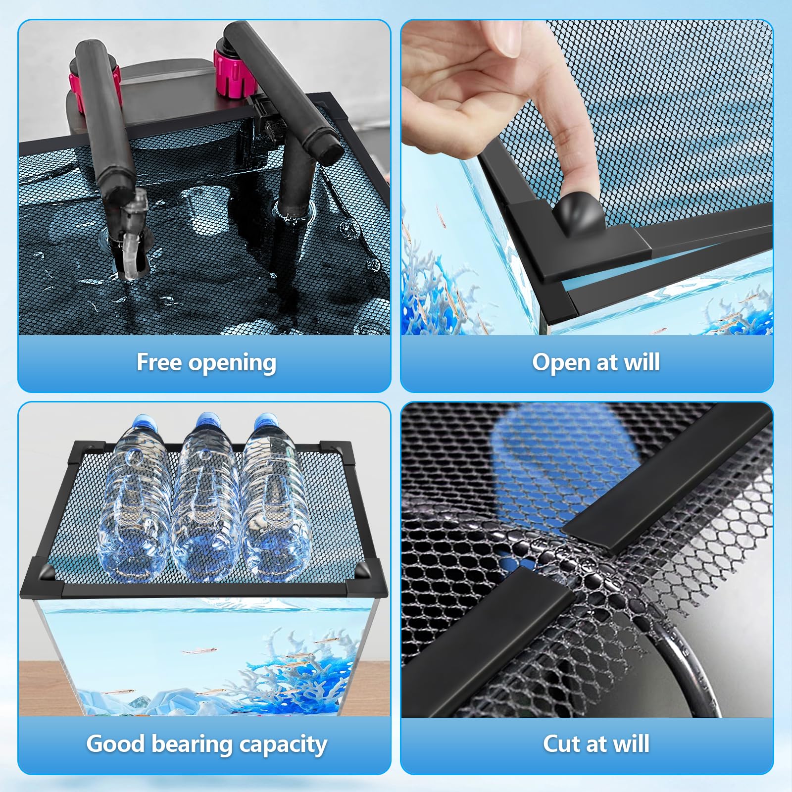 MLEJU lid mesh shows heat-resistant properties for aquarium lights