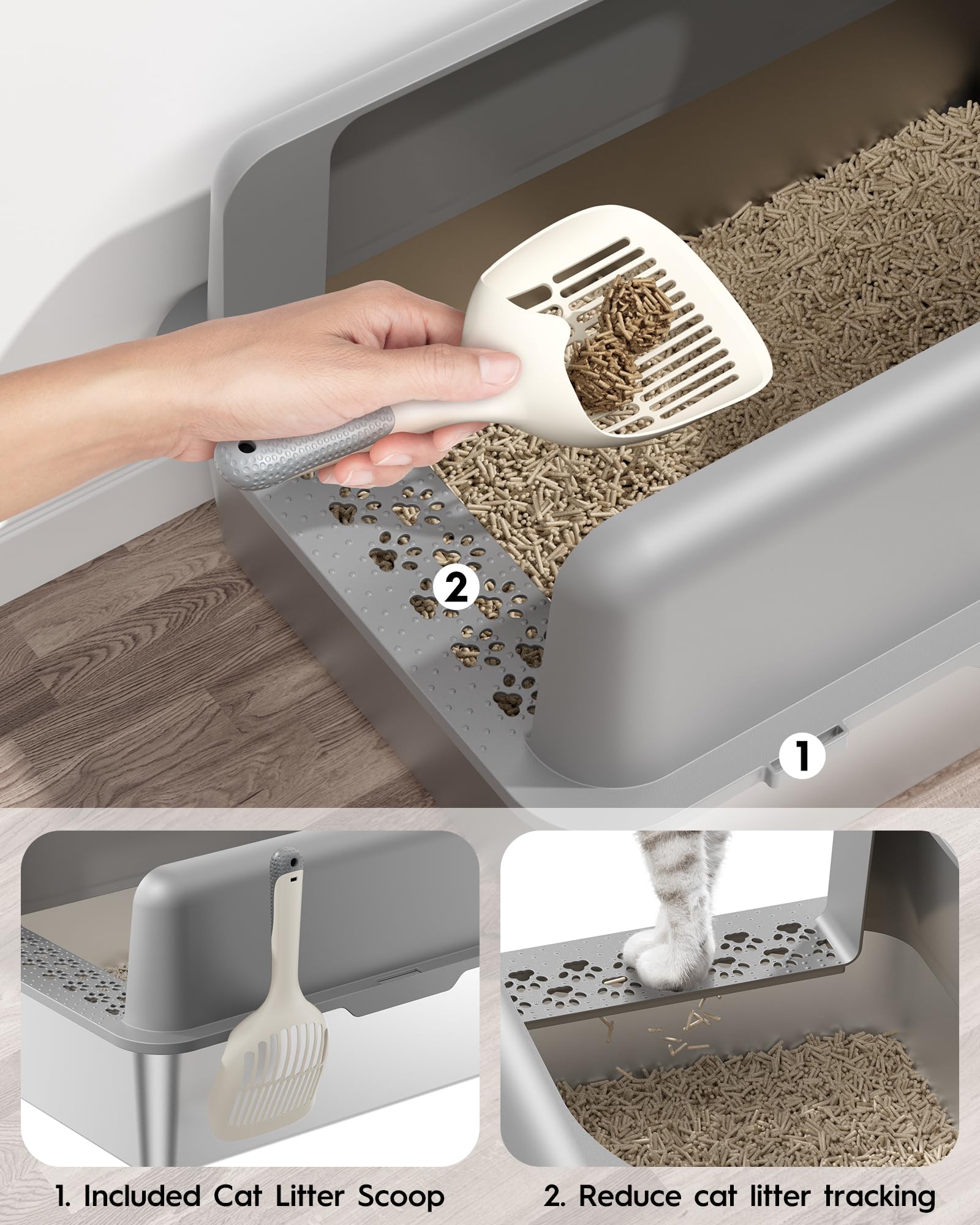 MLIKLU filter-pedal entrance helps shake off litter from paws.