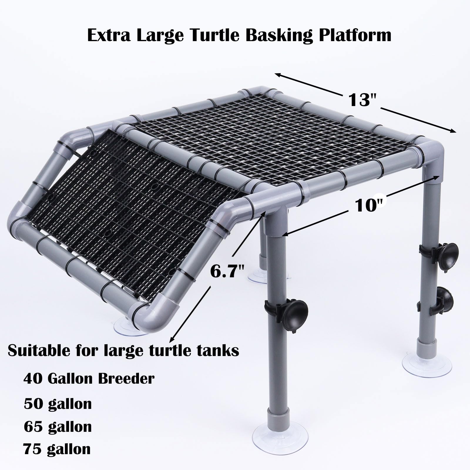MLONDHSU turtle basking platform grid drain plate shows quick water drainage.