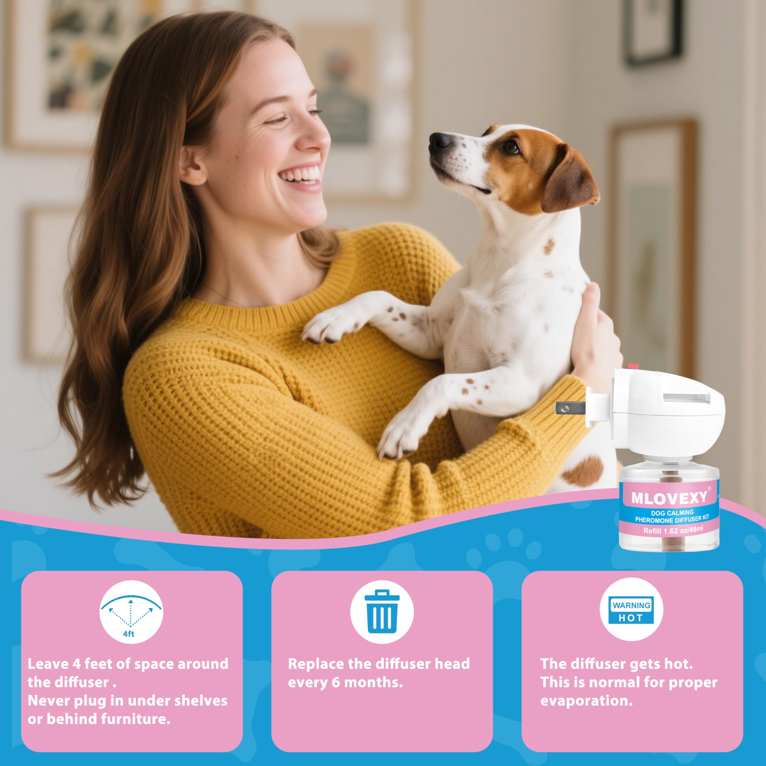 MLOVEXY diffuser shown in a living room for anxiety management.