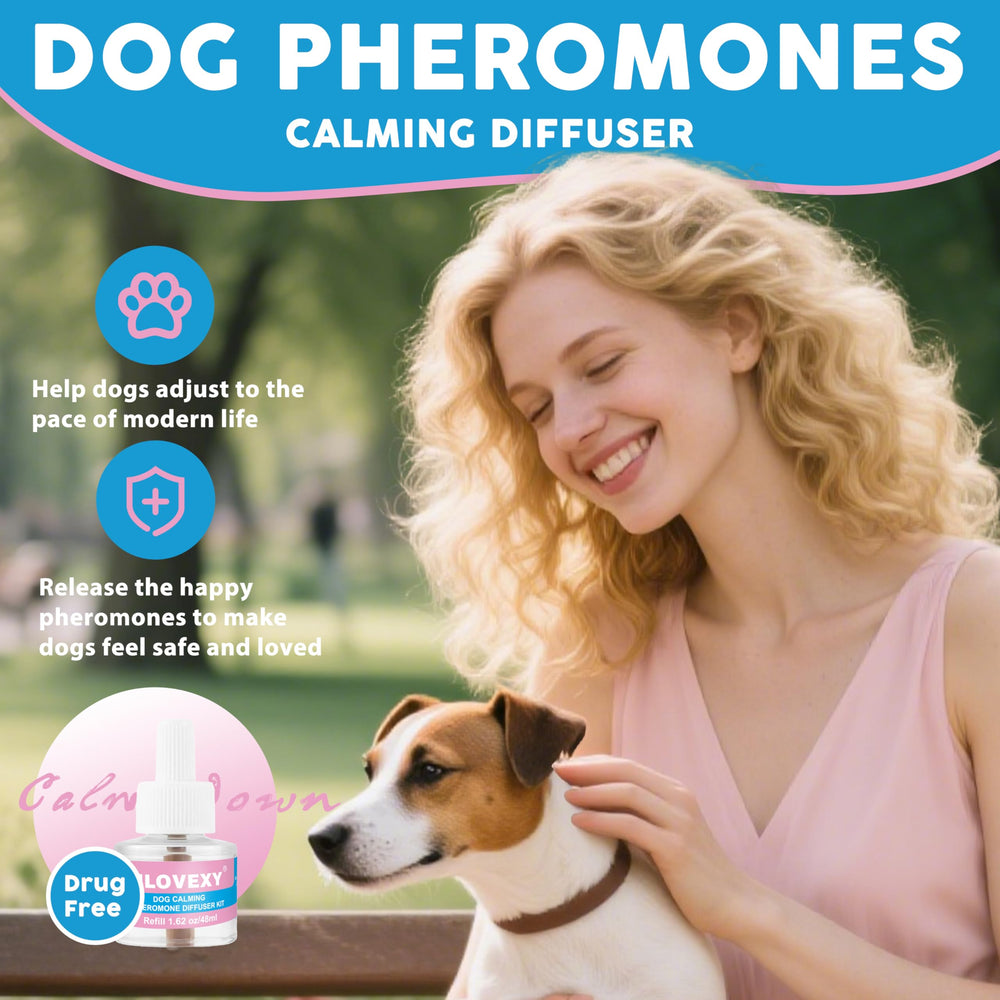 MLOVEXY vet-recommended badge denotes trusted, drug-free calming option.