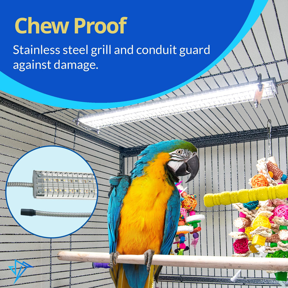 M&M Cage HappBird installed with timer for sunrise-sunset control.