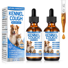 MNQAXZ kennel cough drops bottle with herbal formula for pet respiratory relief.