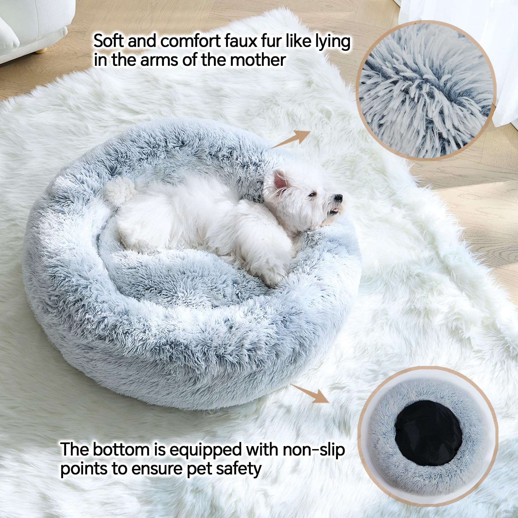 MNWHUC dog bed with anti-slip bottom stays securely in place