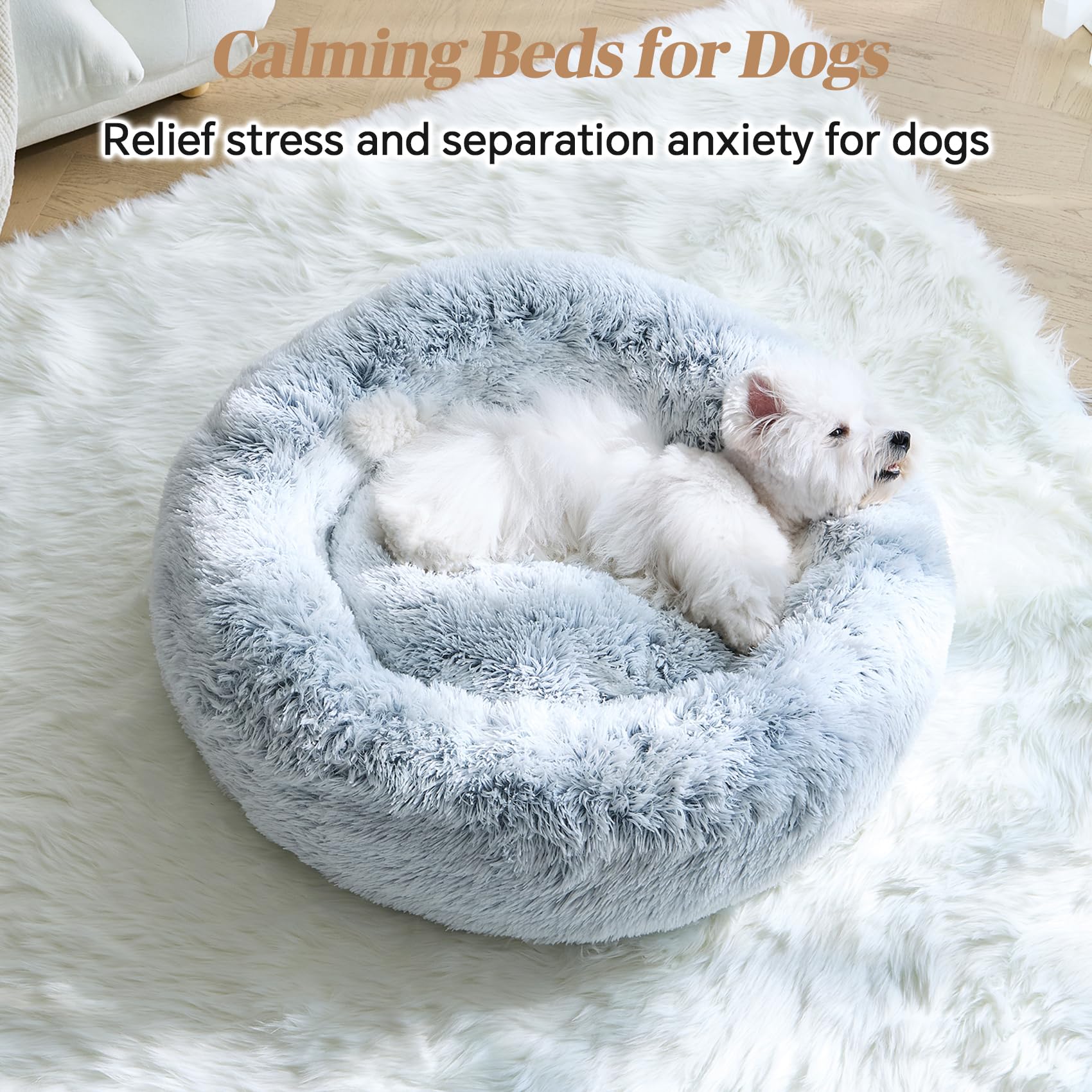 MNWHUC donut fluffy anti-anxiety bed round shape ideal for curling up