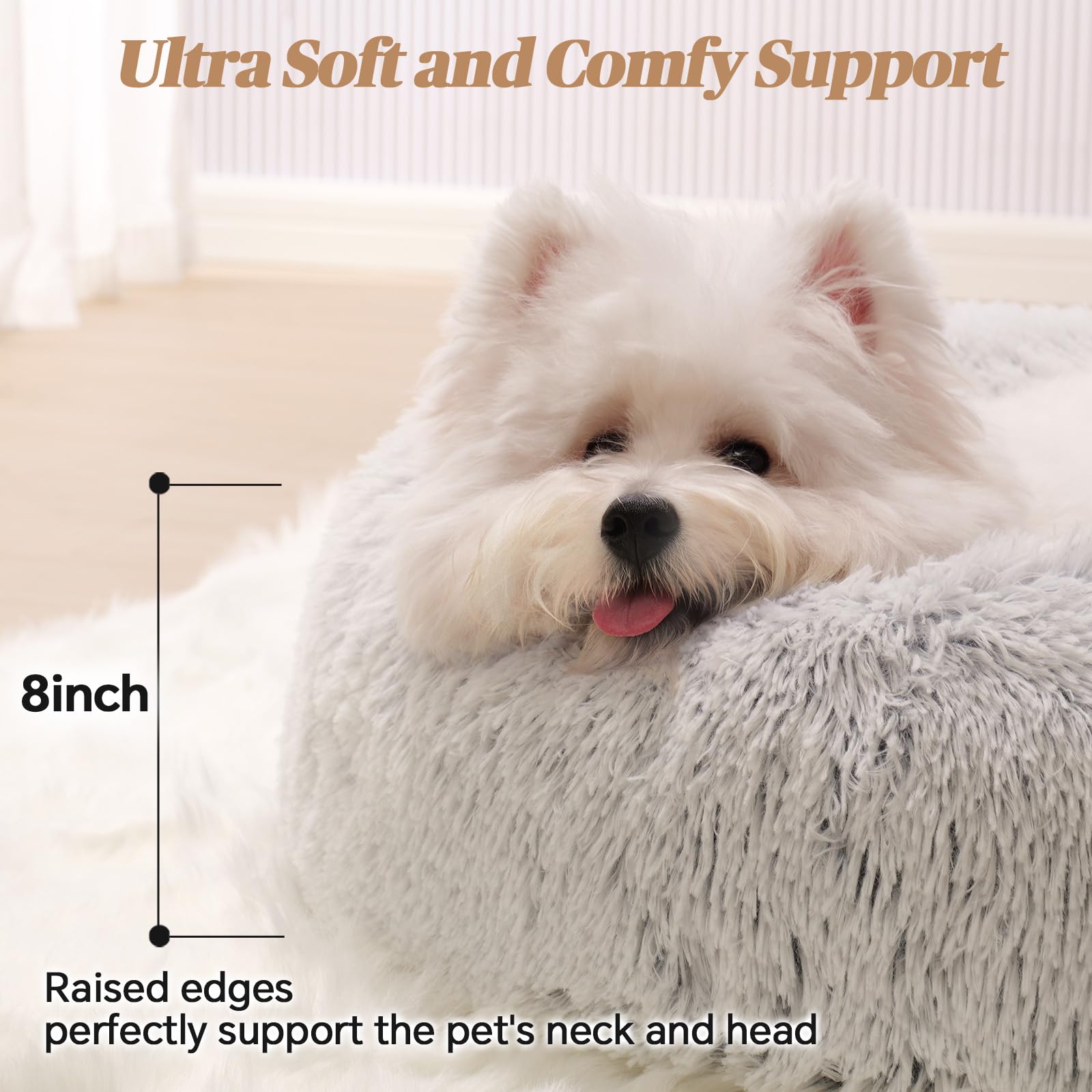 MNWHUC small dog bed with raised edge support for neck comfort