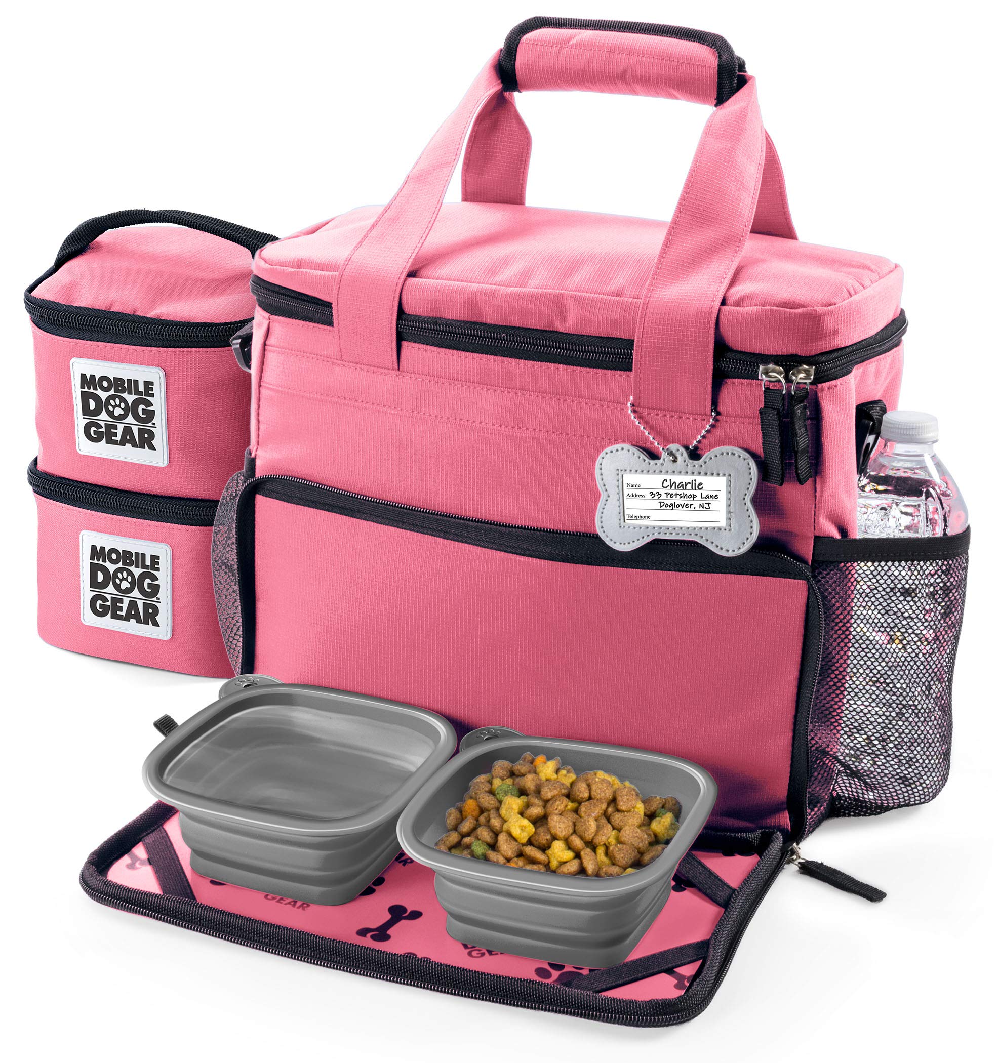 Mobile Dog Gear Week Away bag pink collapsible bowls for compact packing