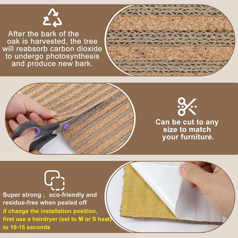 Mocherpion Cat Scratch Pad oak-cork design offers stylish furniture protection.