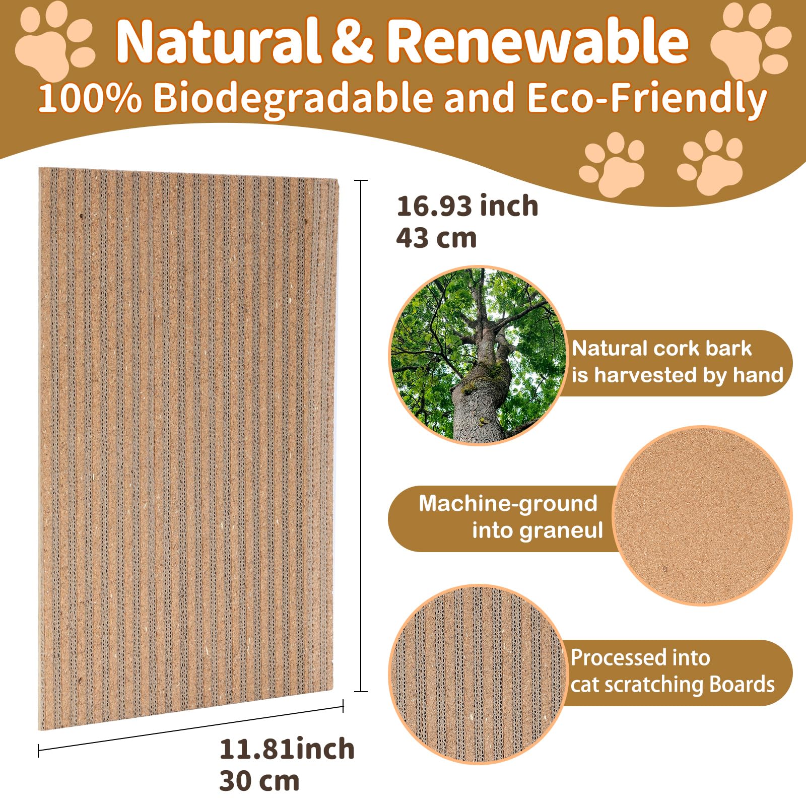 Mocherpion cork cat scratch pad floor-use offers flexible placement for kittens to large cats at home.