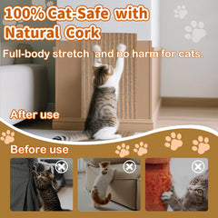 Mocherpion cork-cat scratch pad with natural cork blend provides gentle paw grip and mess reduction.
