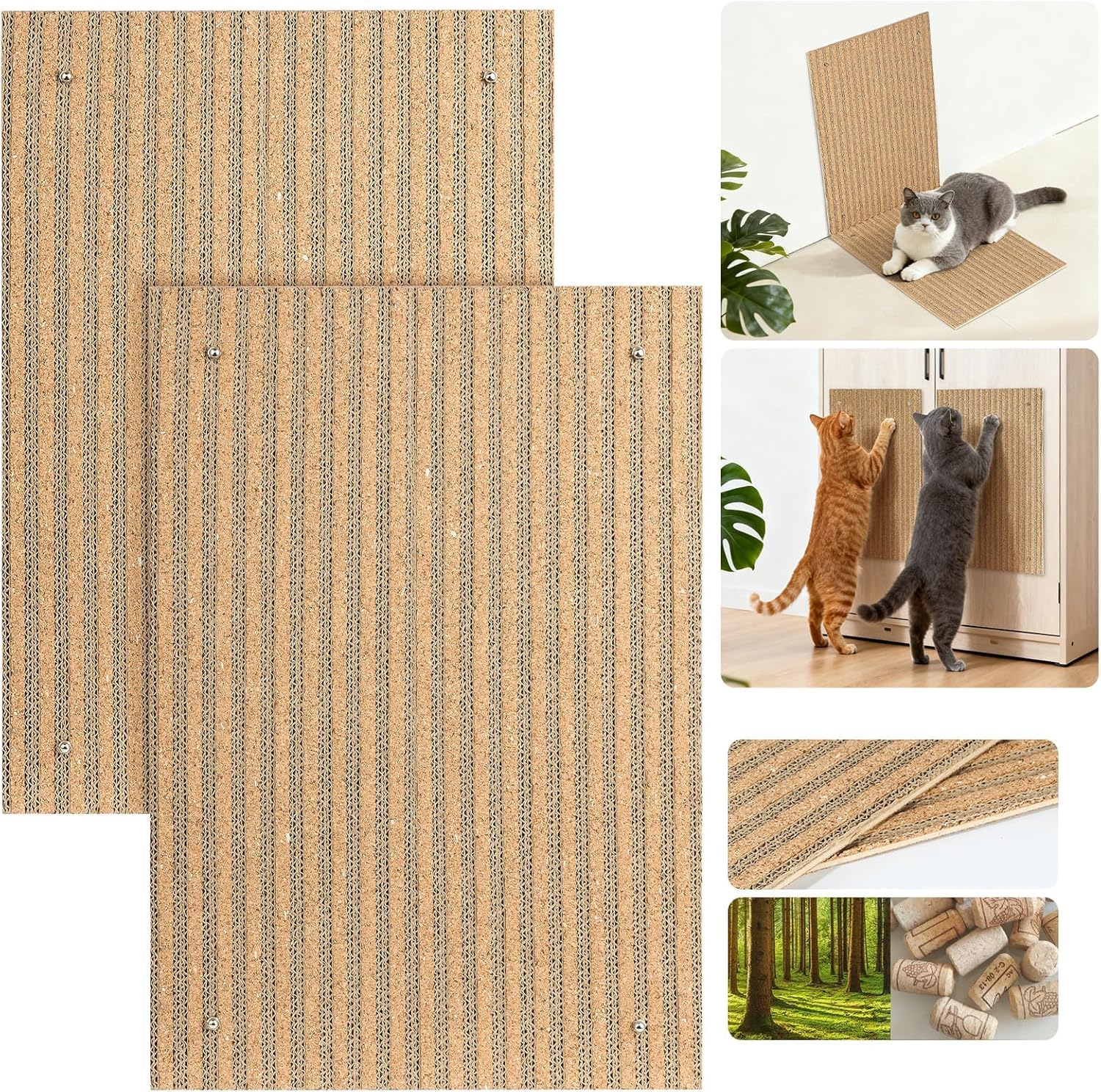 Mocherpion cork cat scratch pad wall-mounted option reduces furniture wear and saves space.