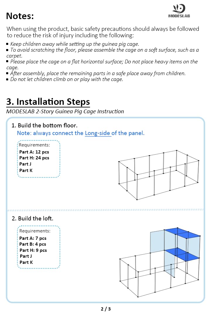 MODESLAB guinea pig cage cleaning ease image illustrates wipe-clean, reusable bedding liner