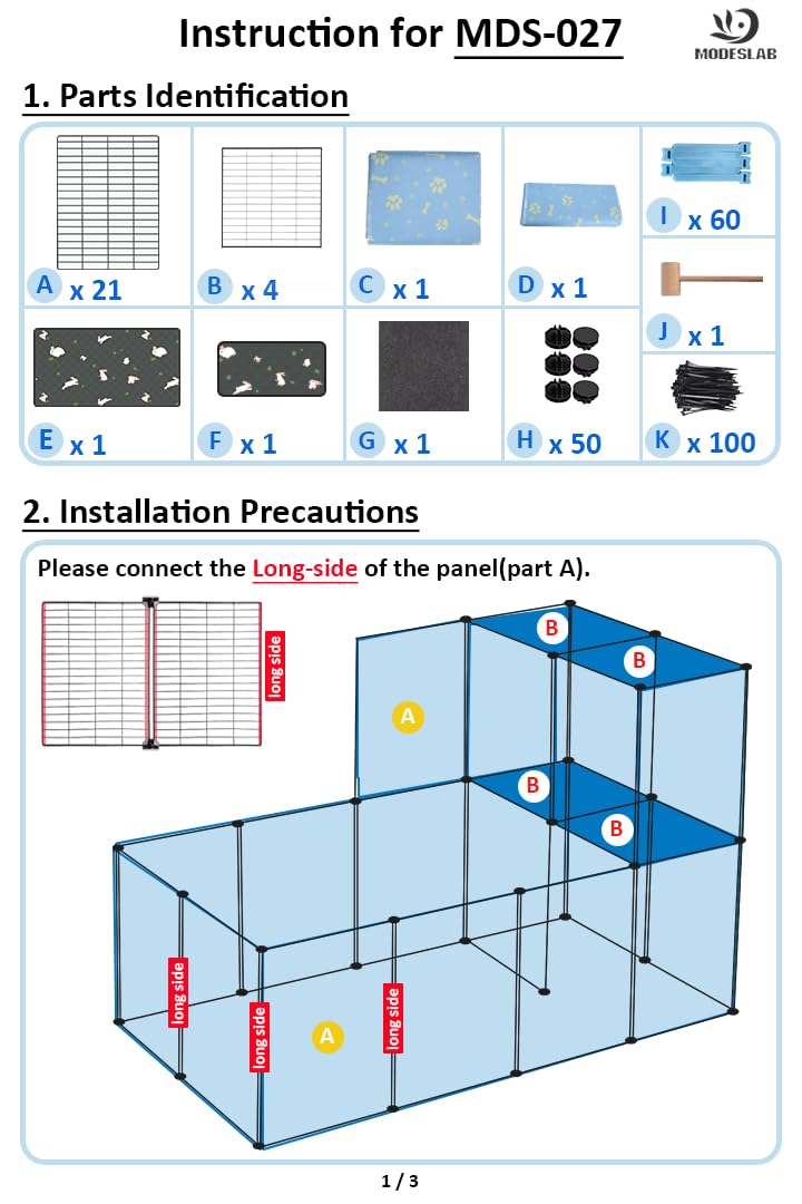 MODESLAB guinea pig cage dimension label highlights 24 by 48 inches of space