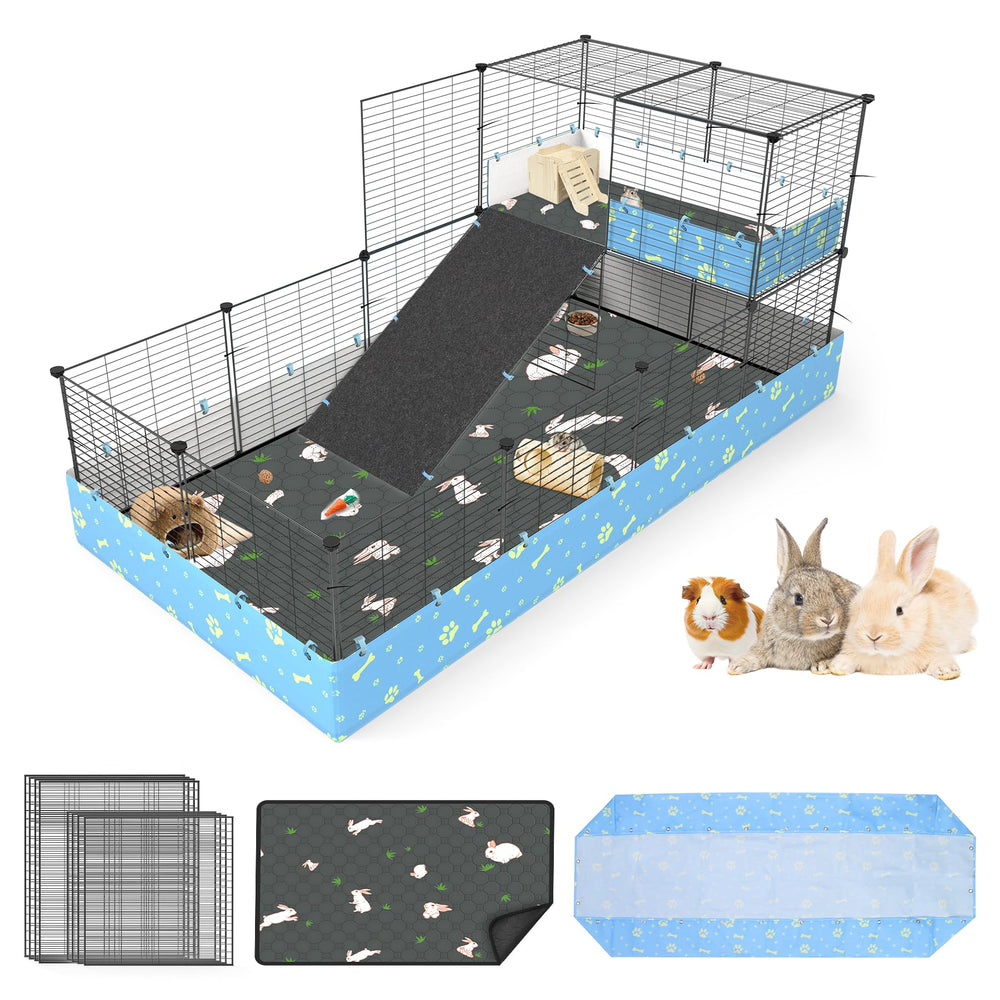 MODESLAB guinea pig cage front view highlights spacious 2-story setup for cozy indoor play