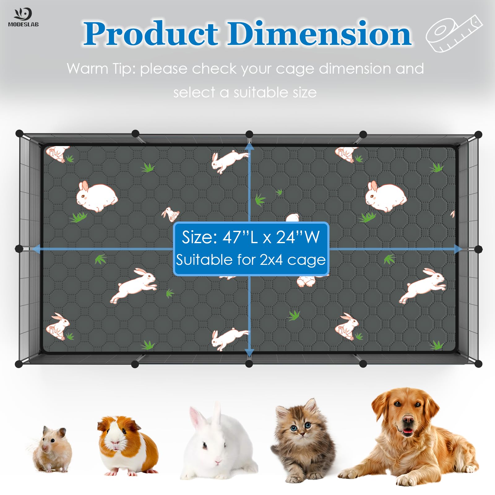 MODESLAB guinea pig cage liner pack-2 demonstrates easy setup and slip resistance