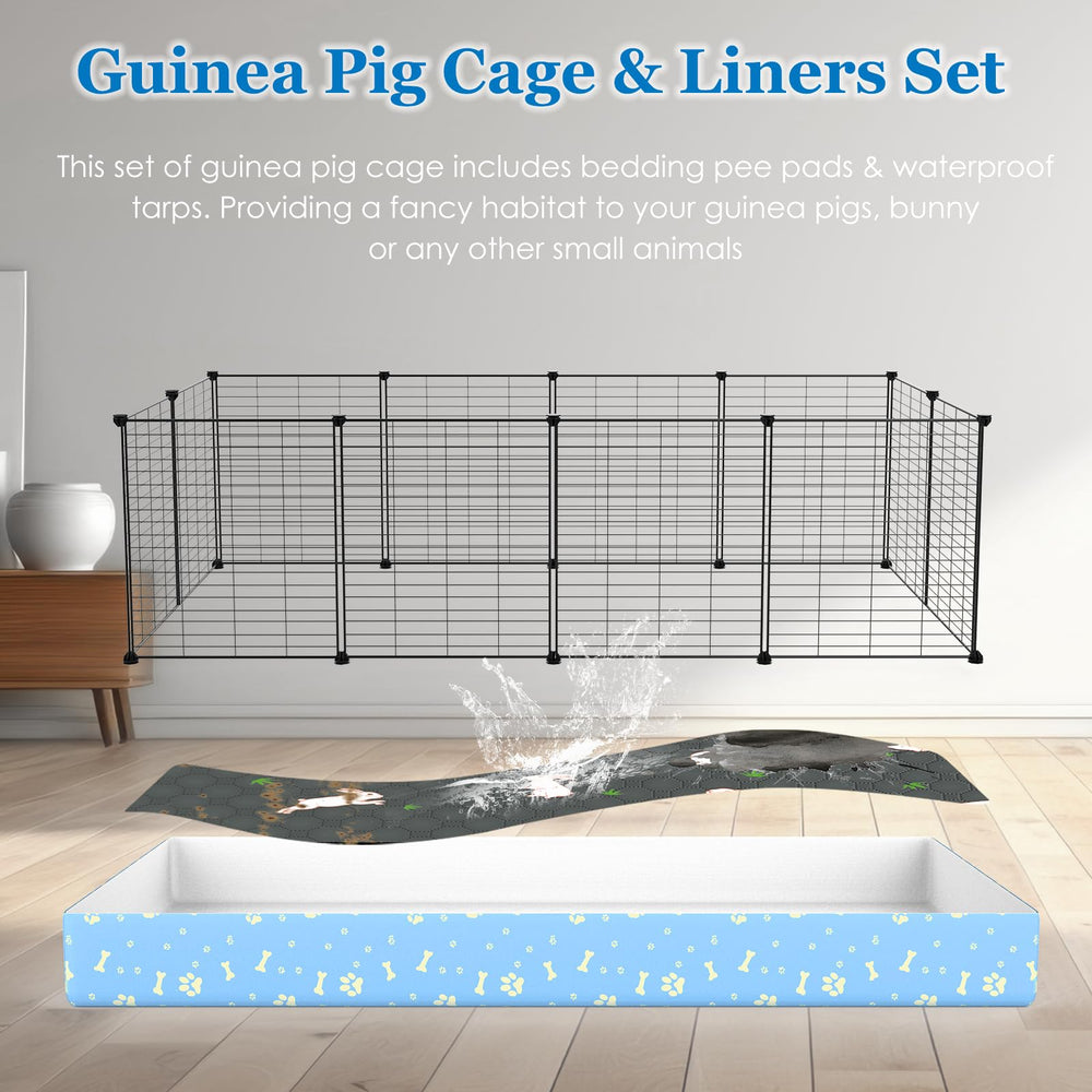 MODESLAB guinea pig cage tarp liner close-up emphasizes leakproof protection and easy cleaning